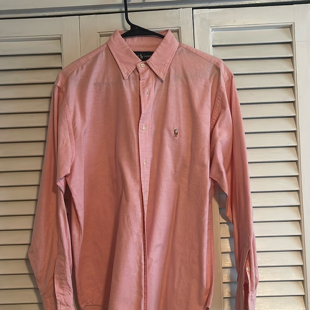 Vintage Ralph Lauren Sport Boys Collared Pink Button Up Dress Shirt Size 8